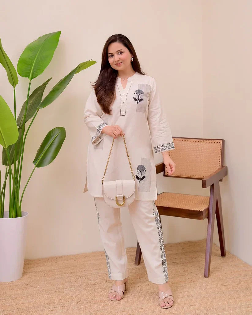 Black Floral Grace Embroidered Co-ord Set