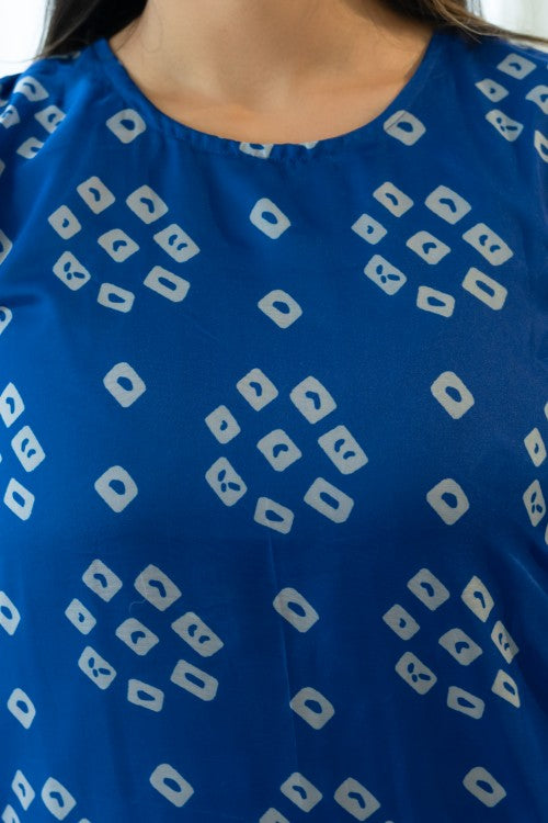Blue Bandhej Farsi Suit Set