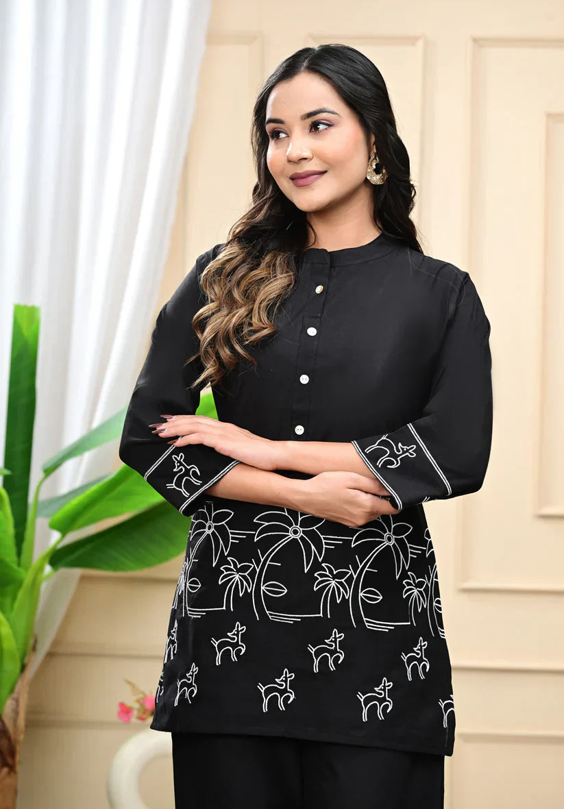 New Printed Kurta Pant Set Blue