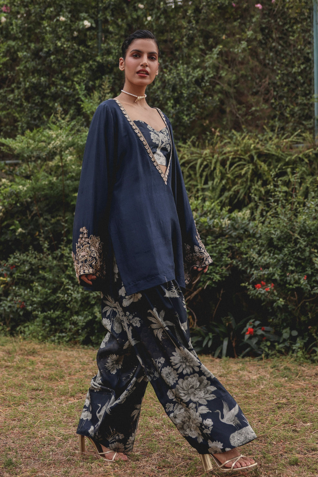 Navy blue floral Farsi