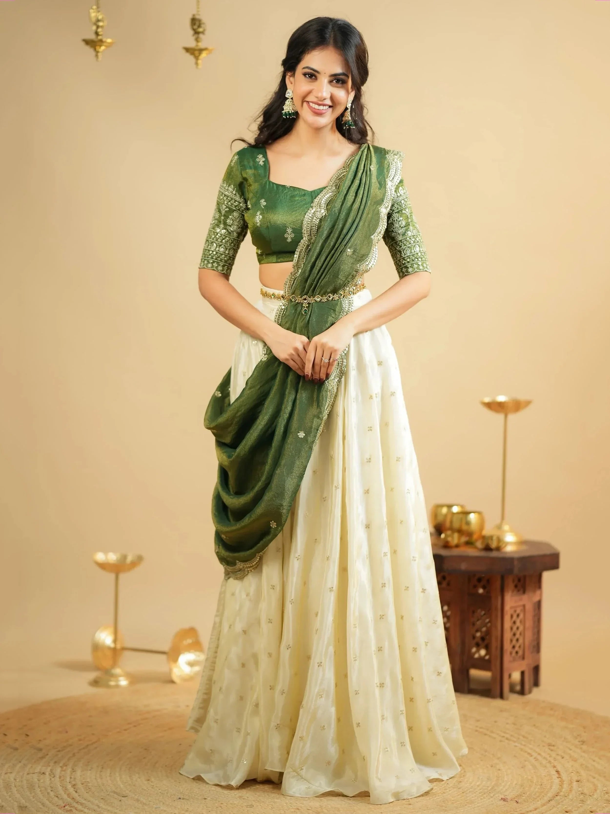 Gorgeous White Silk Sequins Work Function Wear Lehenga Choli