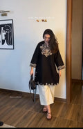 Pure Cotton Embroidery Black Co-ord Set