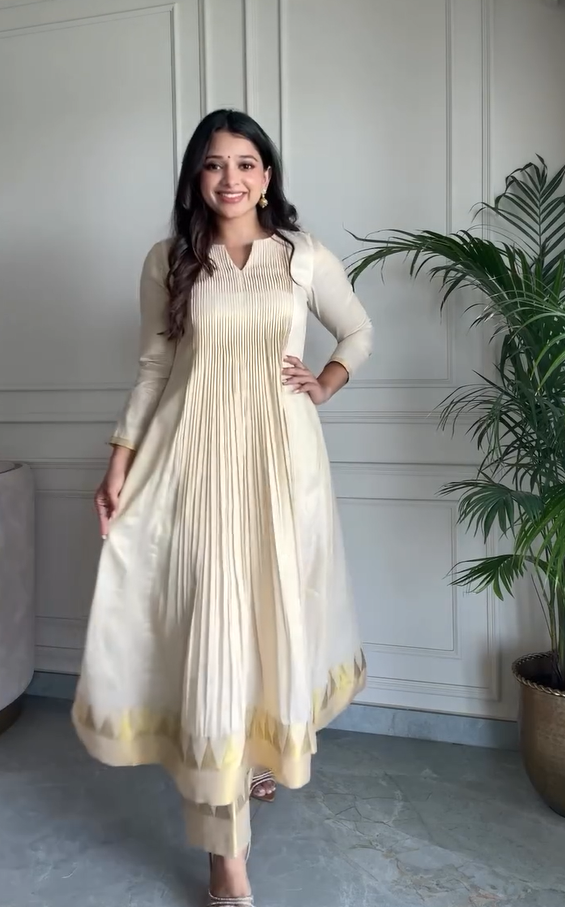 Panelled Anarkali with Hand Embroidery
