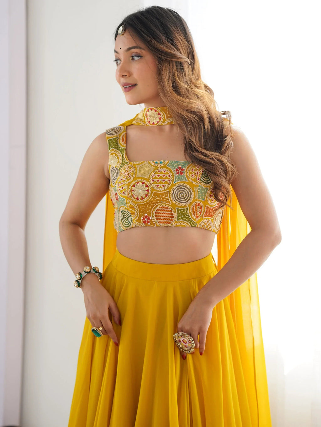 Magnetic Yellow Georgette Haldi Wear Lehenga Choli With Dupatta