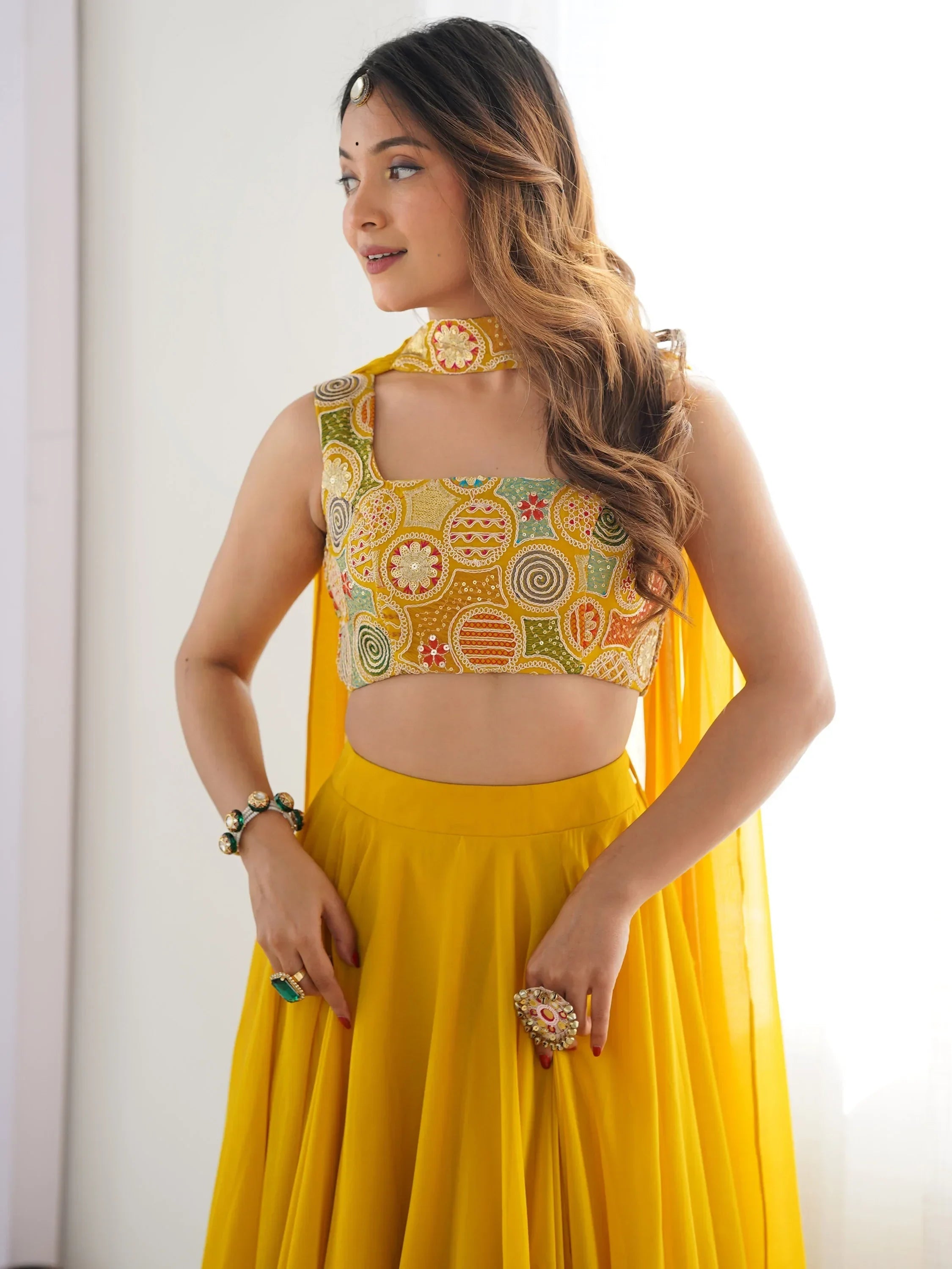 Magnetic Yellow Georgette Haldi Wear Lehenga Choli With Dupatta