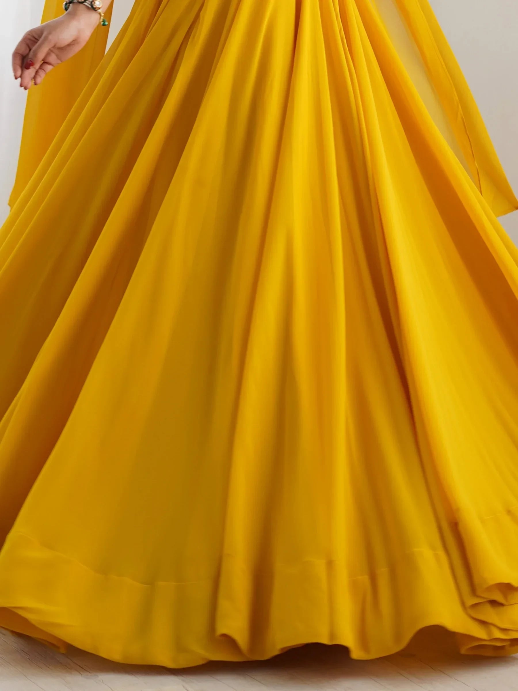 Magnetic Yellow Georgette Haldi Wear Lehenga Choli With Dupatta