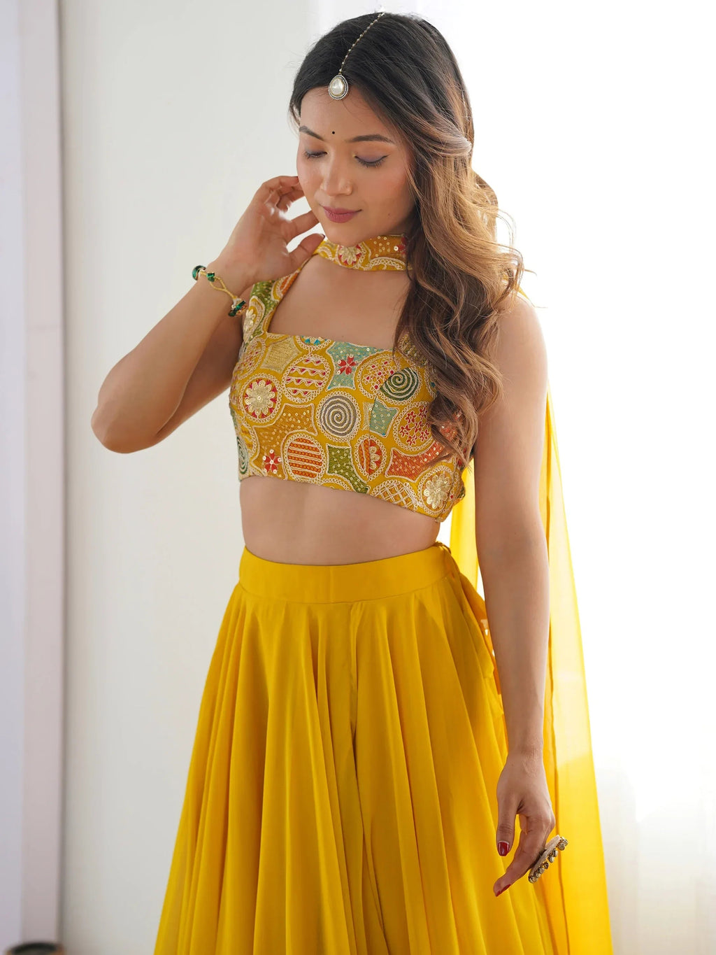 Magnetic Yellow Georgette Haldi Wear Lehenga Choli With Dupatta