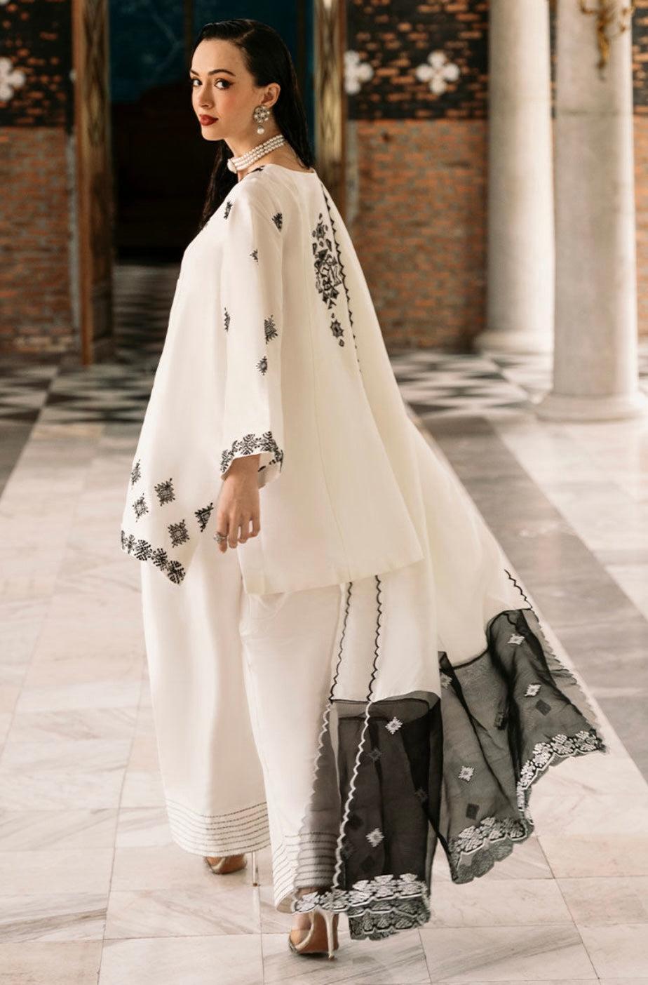 Classic Off-White Silk Farsi Suit with Dupatta